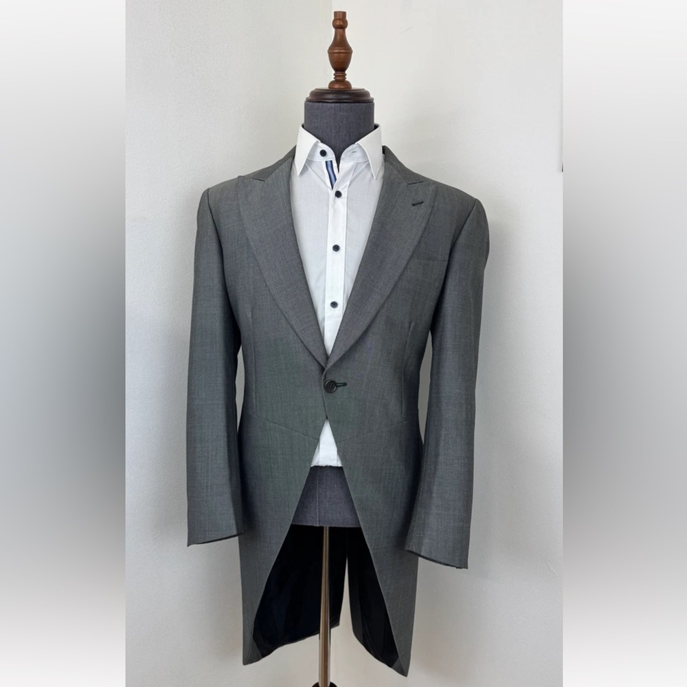 Gray Men's Morning Coat Tailored Blazer